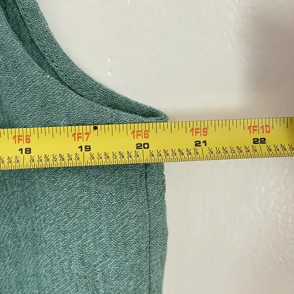 Q Neel Linen Blend Tunic Top EU 38 US 8 Sage Green Minimalist Nordic Lagenlook - Picture 9 of 10